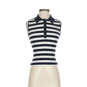 Madwell Striped Sleeveless Polo Top